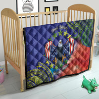 Personalised United States And Cook Islands Quilt USA Eagle Mix Polynesian Pattern