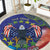 Personalised United States And Cook Islands Round Carpet USA Eagle Mix Polynesian Pattern