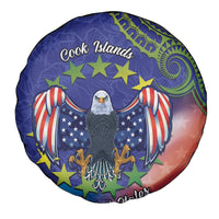 Personalised United States And Cook Islands Spare Tire Cover USA Eagle Mix Polynesian Pattern LT14 - Polynesian Pride