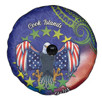 Personalised United States And Cook Islands Spare Tire Cover USA Eagle Mix Polynesian Pattern LT14 - Polynesian Pride