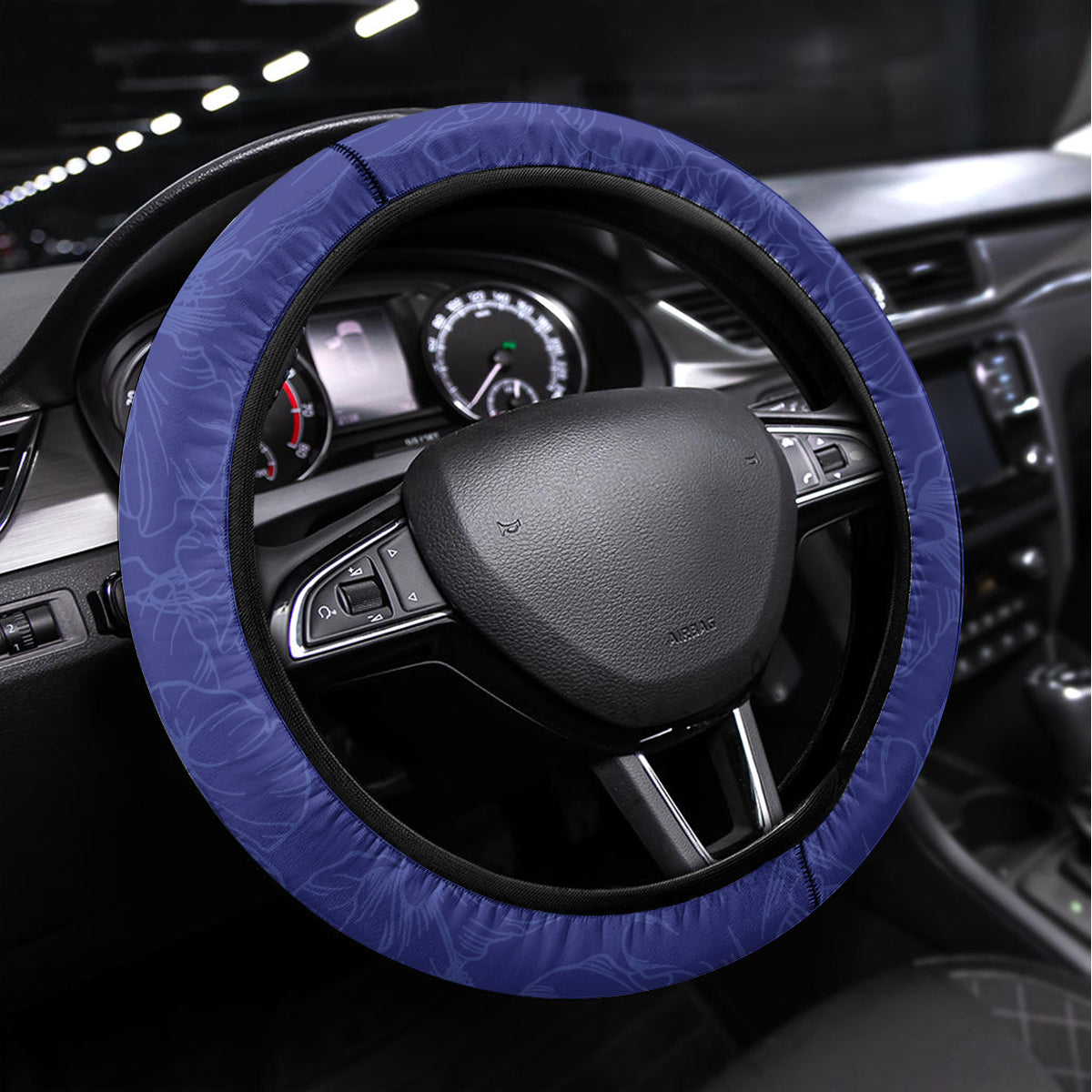 United States And Cook Islands Steering Wheel Cover USA Eagle Mix Polynesian Pattern LT14 Universal Fit Blue - Polynesian Pride