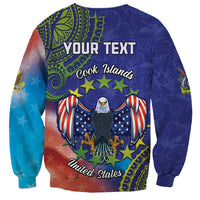 Personalised United States And Cook Islands Sweatshirt USA Eagle Mix Polynesian Pattern LT14 - Polynesian Pride