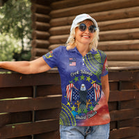 Personalised United States And Cook Islands Women Polo Shirt USA Eagle Mix Polynesian Pattern