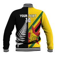Custom New Zealand and Zimbabwe Baseball Jacket NZ Fern Zim Flag Half Style LT14 - Polynesian Pride