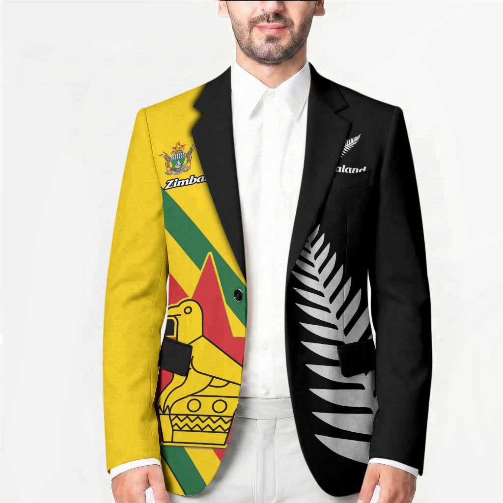 Custom New Zealand and Zimbabwe Blazer NZ Fern Zim Flag Half Style LT14 - Polynesian Pride