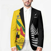 Custom New Zealand and Zimbabwe Blazer NZ Fern Zim Flag Half Style LT14 - Polynesian Pride