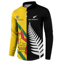 Custom New Zealand and Zimbabwe Button Sweatshirt NZ Fern Zim Flag Half Style LT14 - Polynesian Pride