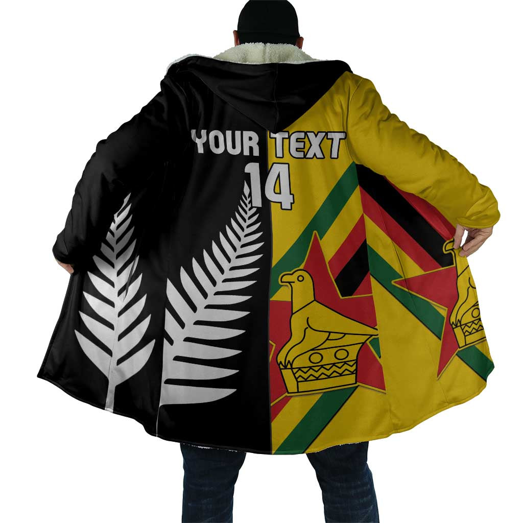 Custom New Zealand and Zimbabwe Cloak NZ Fern Zim Flag Half Style LT14 - Polynesian Pride