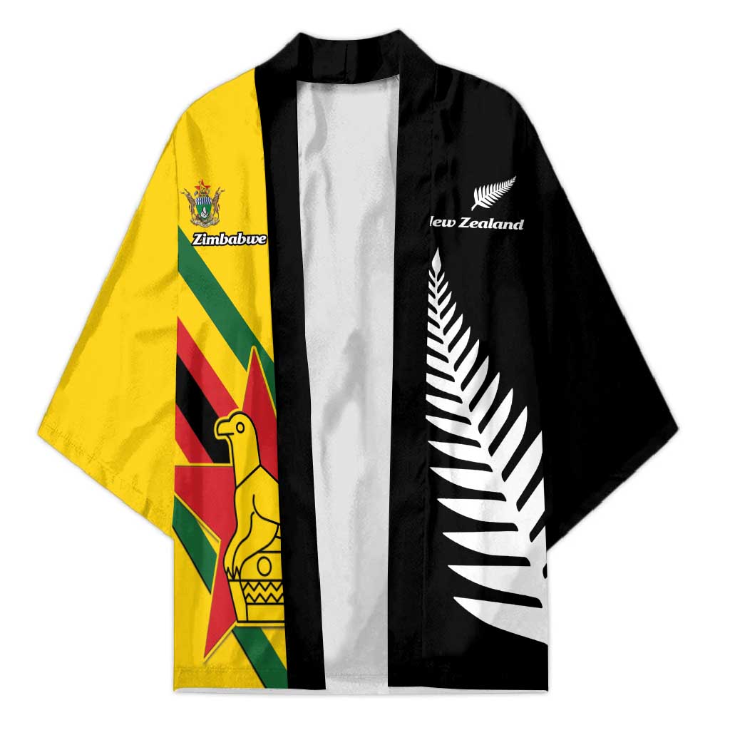 Custom New Zealand and Zimbabwe Kimono NZ Fern Zim Flag Half Style