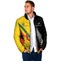 Custom New Zealand and Zimbabwe Padded Jacket NZ Fern Zim Flag Half Style LT14 - Polynesian Pride