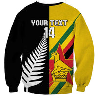 Custom New Zealand and Zimbabwe Sweatshirt NZ Fern Zim Flag Half Style LT14 - Polynesian Pride