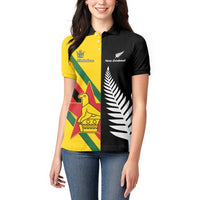 Custom New Zealand and Zimbabwe Women Polo Shirt NZ Fern Zim Flag Half Style