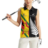 Custom New Zealand and Zimbabwe Women Sleeveless Polo Shirt NZ Fern Zim Flag Half Style