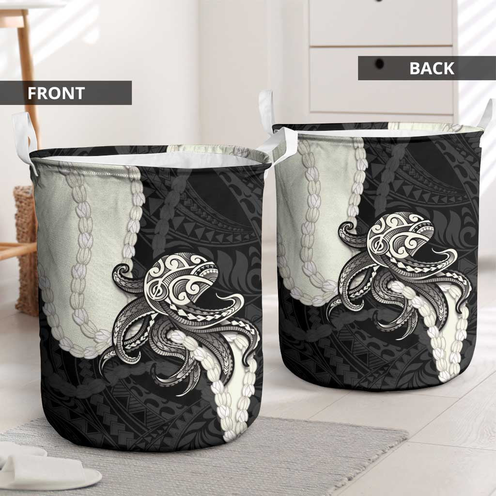 Black Polynesia Tribal Octopus Tattoo Laundry Basket Pikake Lei Polynesian Pattern LT14 - Polynesian Pride