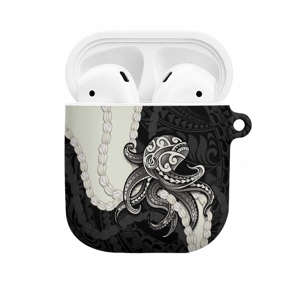 Black Polynesia Tribal Octopus Tattoo AirPods Case Pikake Lei Polynesian Pattern