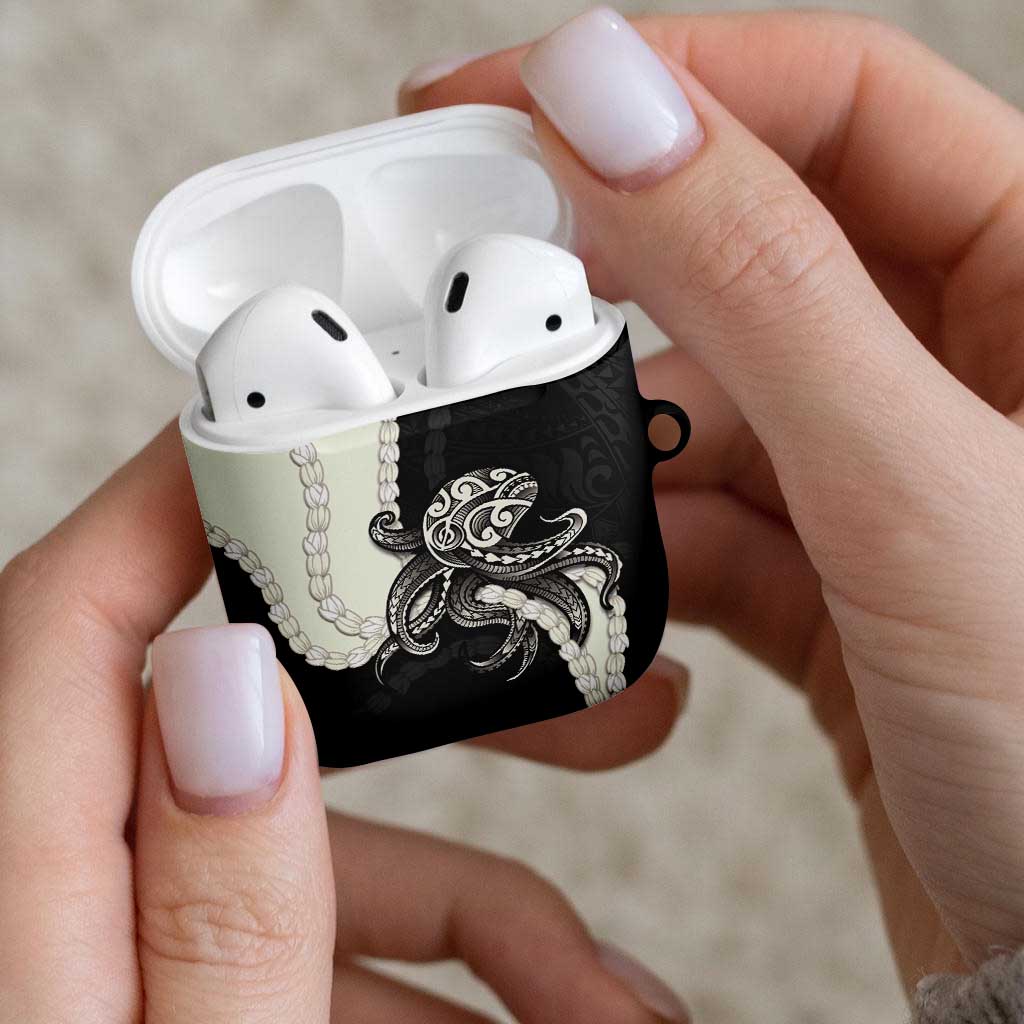 Black Polynesia Tribal Octopus Tattoo AirPods Case Pikake Lei Polynesian Pattern LT14 - Polynesian Pride