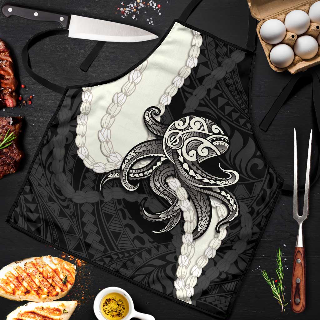 Black Polynesia Tribal Octopus Tattoo Apron Pikake Lei Polynesian Pattern LT14 Black - Polynesian Pride