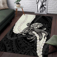 Black Polynesia Tribal Octopus Tattoo Area Rug Pikake Lei Polynesian Pattern