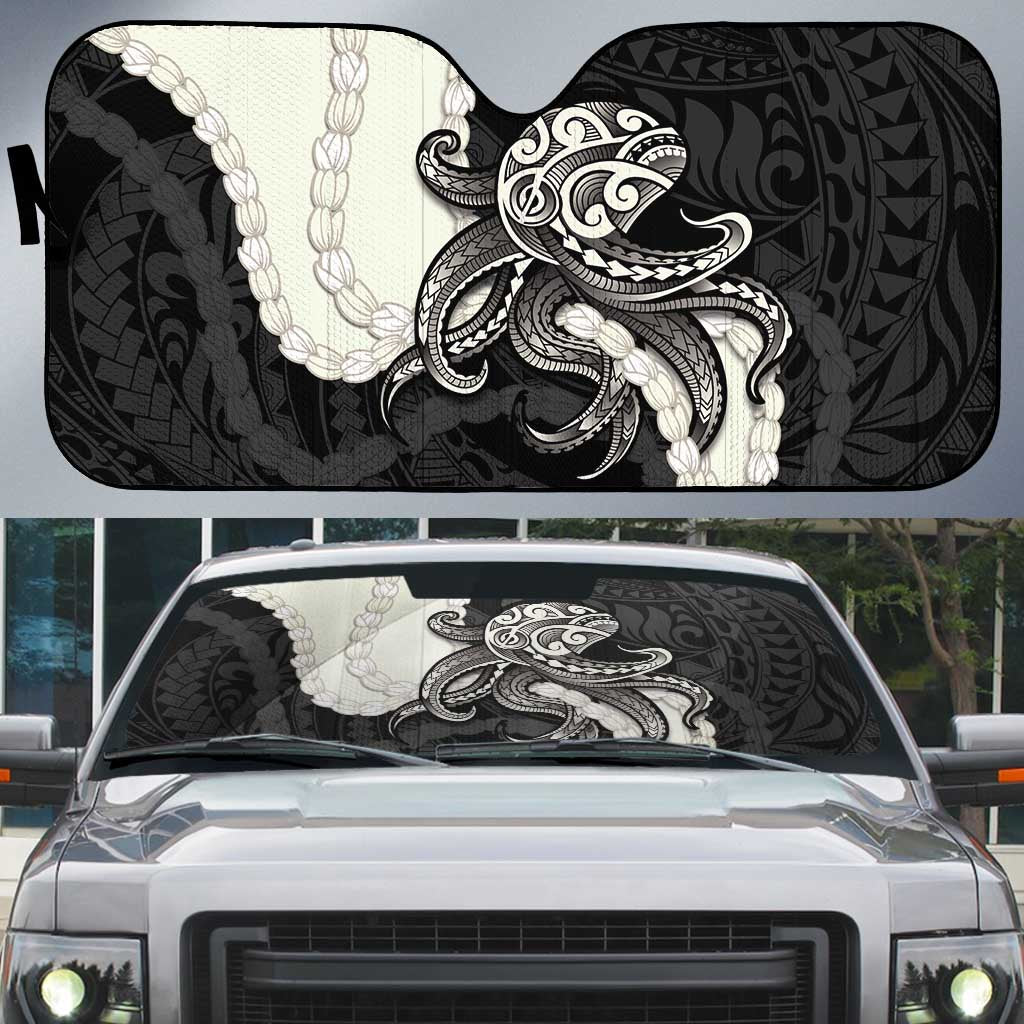 Black Polynesia Tribal Octopus Tattoo Auto Sun Shade Pikake Lei Polynesian Pattern LT14 Black - Polynesian Pride