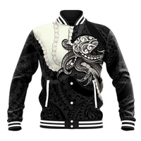 Black Polynesia Tribal Octopus Tattoo Baseball Jacket Pikake Lei Polynesian Pattern LT14 Unisex Black - Polynesian Pride