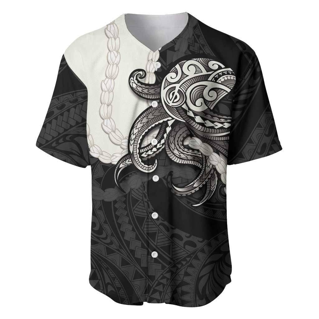 Black Polynesia Tribal Octopus Tattoo Baseball Jersey Pikake Lei Polynesian Pattern LT14 Black - Polynesian Pride