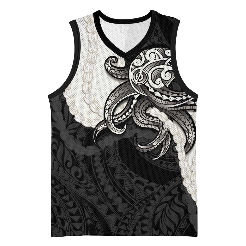 Black Polynesia Tribal Octopus Tattoo Basketball Jersey Pikake Lei Polynesian Pattern LT14 Unisex Black - Polynesian Pride