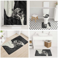 Black Polynesia Tribal Octopus Tattoo Bathroom Set Pikake Lei Polynesian Pattern