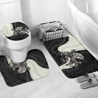 Black Polynesia Tribal Octopus Tattoo Bathroom Set Pikake Lei Polynesian Pattern