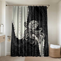 Black Polynesia Tribal Octopus Tattoo Bathroom Set Pikake Lei Polynesian Pattern