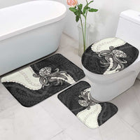 Black Polynesia Tribal Octopus Tattoo Bathroom Set Pikake Lei Polynesian Pattern