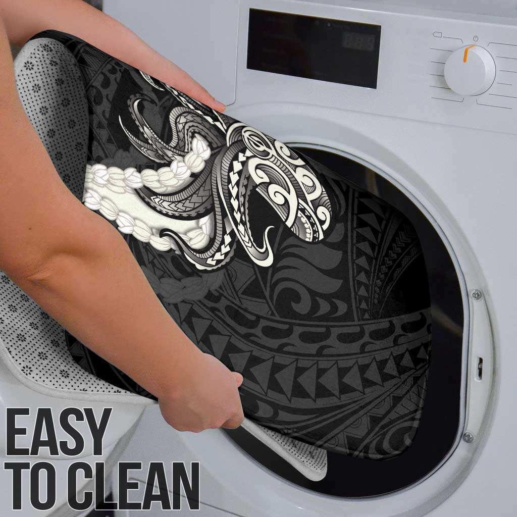 Black Polynesia Tribal Octopus Tattoo Bathroom Set Pikake Lei Polynesian Pattern