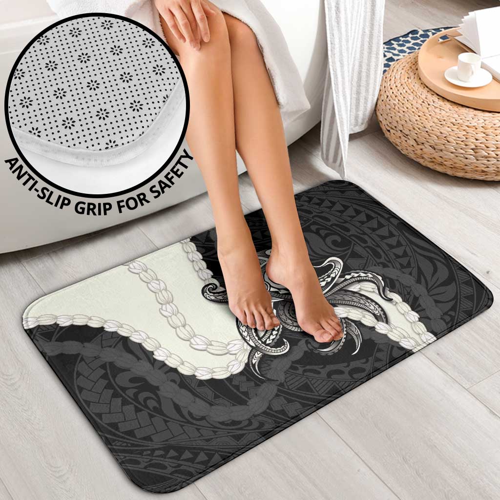 Black Polynesia Tribal Octopus Tattoo Bathroom Set Pikake Lei Polynesian Pattern