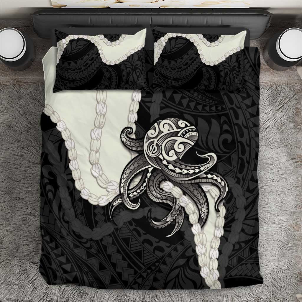 Black Polynesia Tribal Octopus Tattoo Bedding Set Pikake Lei Polynesian Pattern LT14 Black - Polynesian Pride