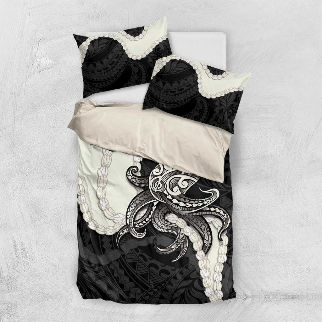 Black Polynesia Tribal Octopus Tattoo Bedding Set Pikake Lei Polynesian Pattern LT14 US Twin 172cm x 218cm Black - Polynesian Pride