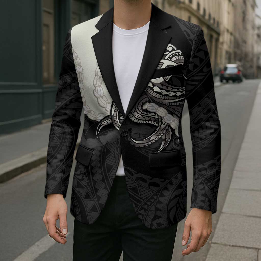 Black Polynesia Tribal Octopus Tattoo Blazer Pikake Lei Polynesian Pattern LT14 - Polynesian Pride