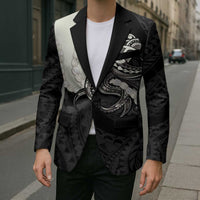 Black Polynesia Tribal Octopus Tattoo Blazer Pikake Lei Polynesian Pattern LT14 - Polynesian Pride