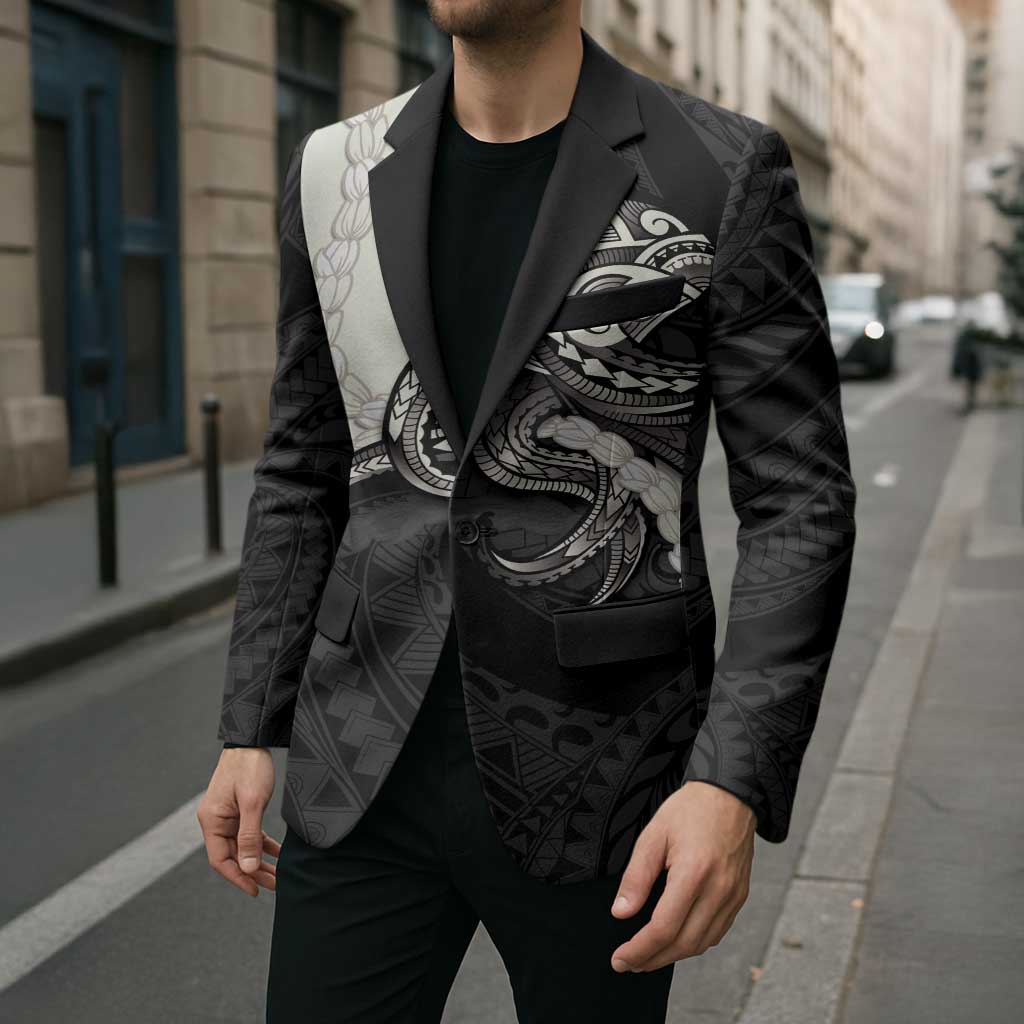 Black Polynesia Tribal Octopus Tattoo Blazer Pikake Lei Polynesian Pattern LT14 - Polynesian Pride
