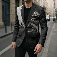 Black Polynesia Tribal Octopus Tattoo Blazer Pikake Lei Polynesian Pattern LT14 - Polynesian Pride