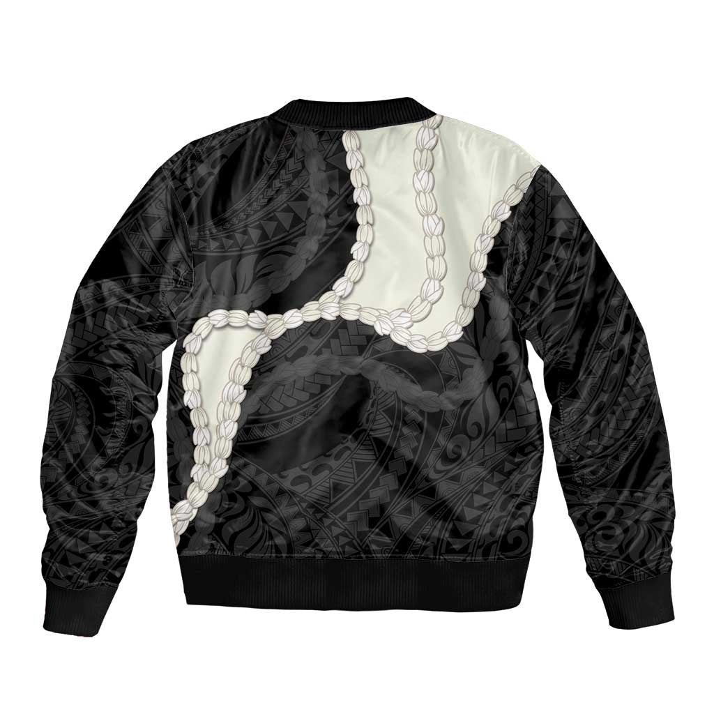 Black Polynesia Tribal Octopus Tattoo Bomber Jacket Pikake Lei Polynesian Pattern LT14 - Polynesian Pride