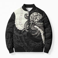 Black Polynesia Tribal Octopus Tattoo Bomber Puffer Jacket Pikake Lei Polynesian Pattern LT14 Unisex Black - Polynesian Pride