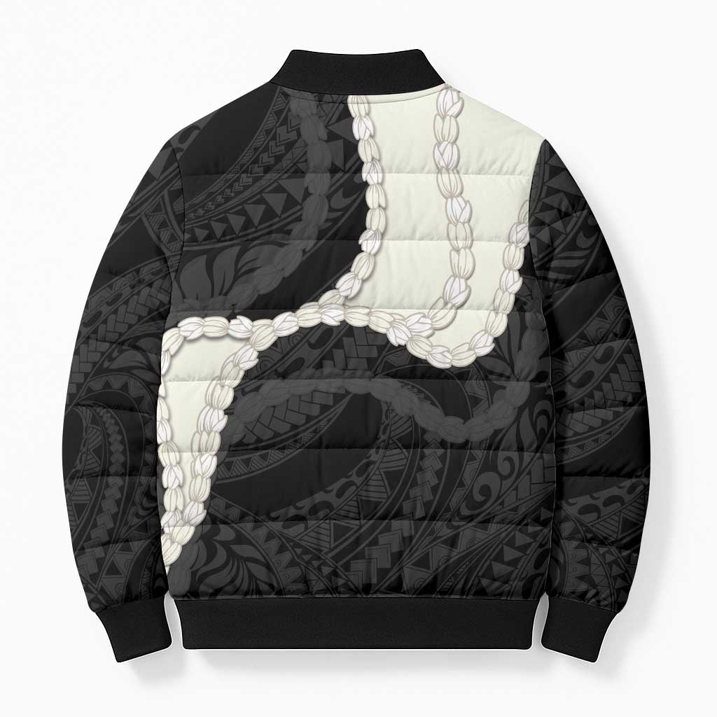 Black Polynesia Tribal Octopus Tattoo Bomber Puffer Jacket Pikake Lei Polynesian Pattern LT14 - Polynesian Pride