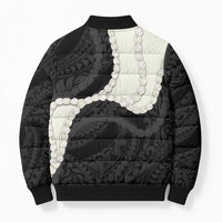 Black Polynesia Tribal Octopus Tattoo Bomber Puffer Jacket Pikake Lei Polynesian Pattern LT14 - Polynesian Pride