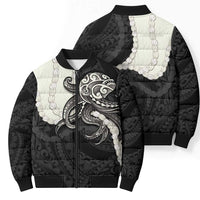 Black Polynesia Tribal Octopus Tattoo Bomber Puffer Jacket Pikake Lei Polynesian Pattern LT14 - Polynesian Pride