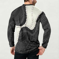 Black Polynesia Tribal Octopus Tattoo Button Sweatshirt Pikake Lei Polynesian Pattern LT14 - Polynesian Pride