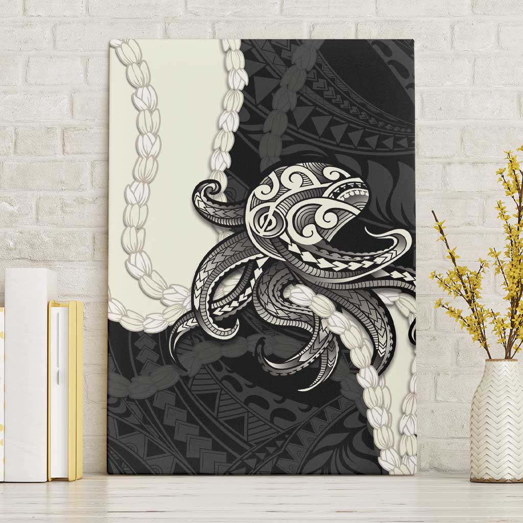 Black Polynesia Tribal Octopus Tattoo Canvas Wall Art Pikake Lei Polynesian Pattern