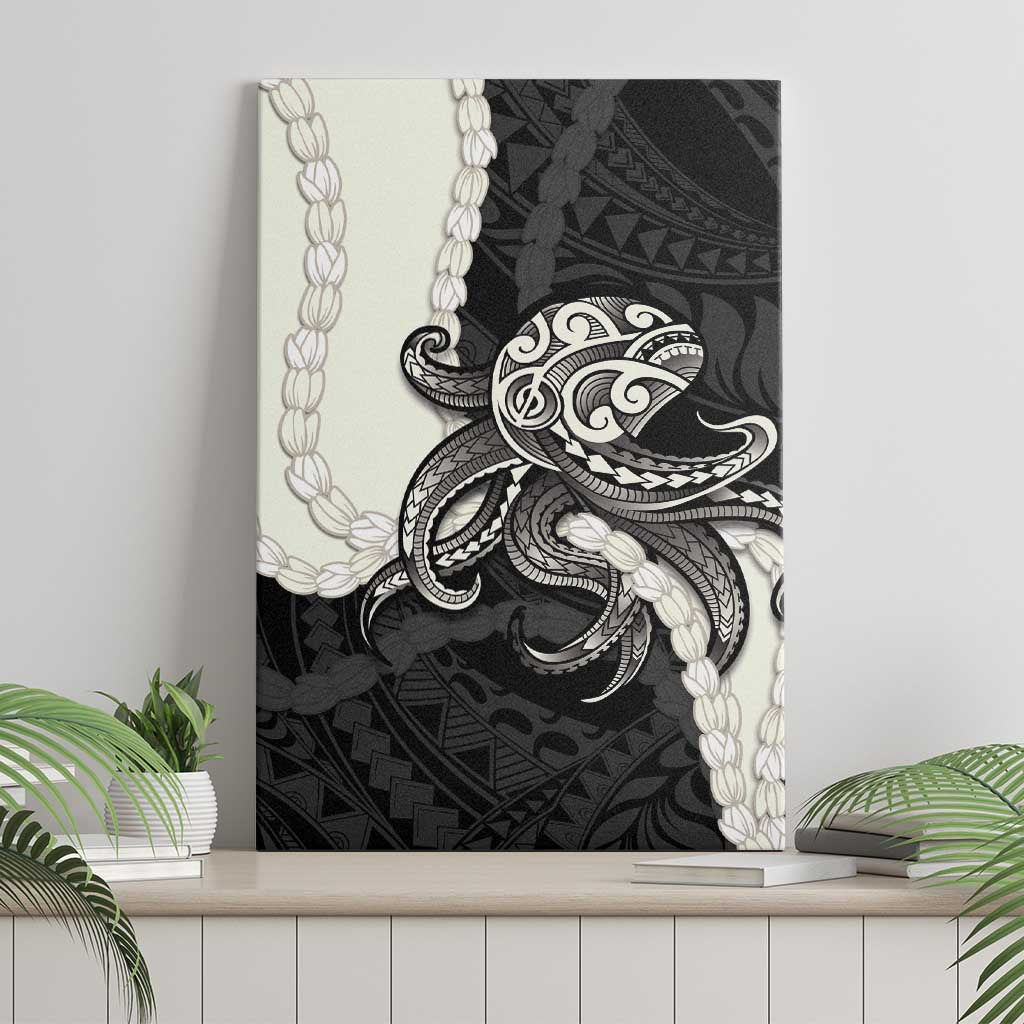 Black Polynesia Tribal Octopus Tattoo Canvas Wall Art Pikake Lei Polynesian Pattern