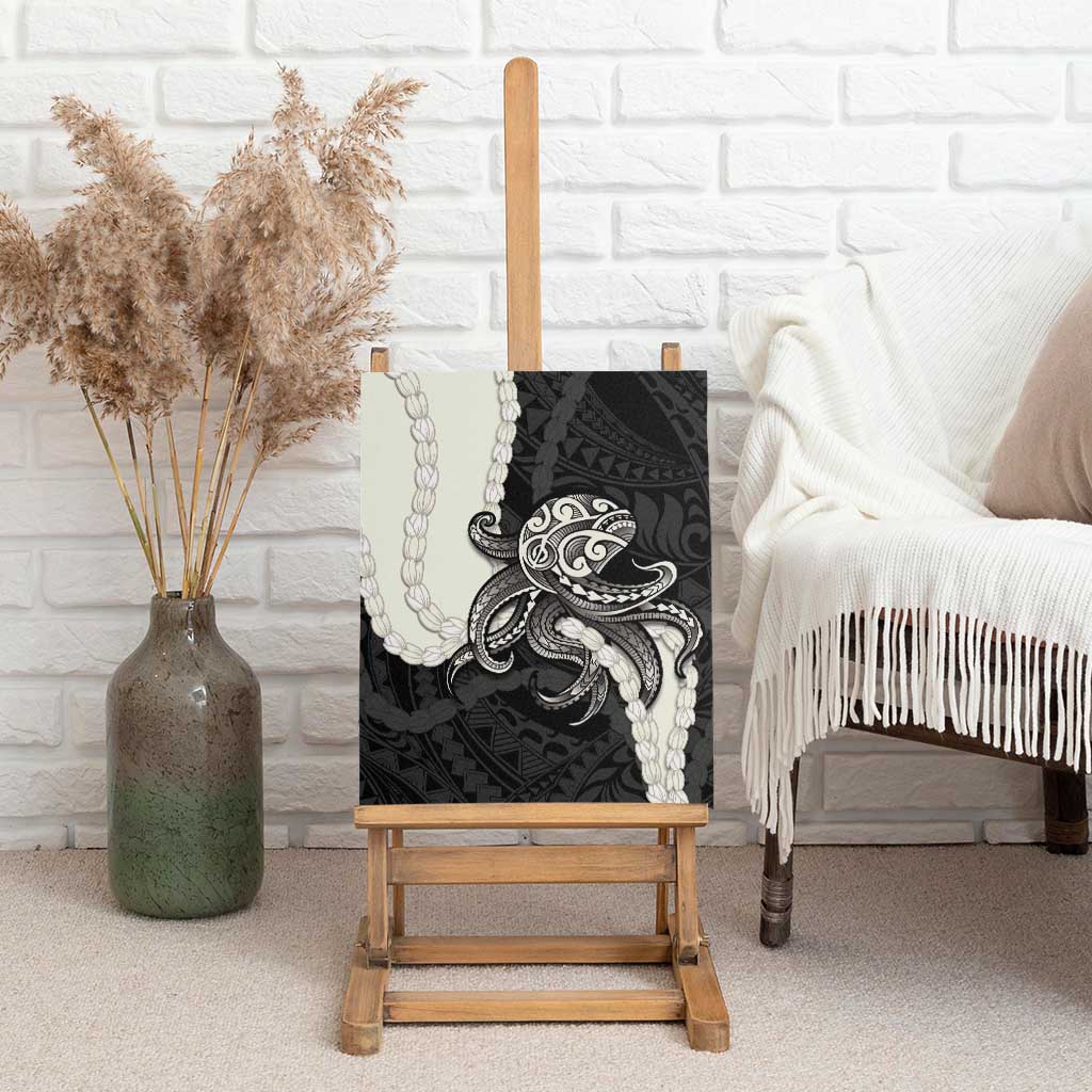 Black Polynesia Tribal Octopus Tattoo Canvas Wall Art Pikake Lei Polynesian Pattern