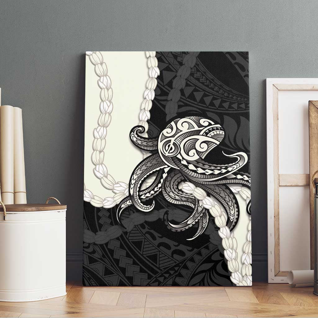 Black Polynesia Tribal Octopus Tattoo Canvas Wall Art Pikake Lei Polynesian Pattern