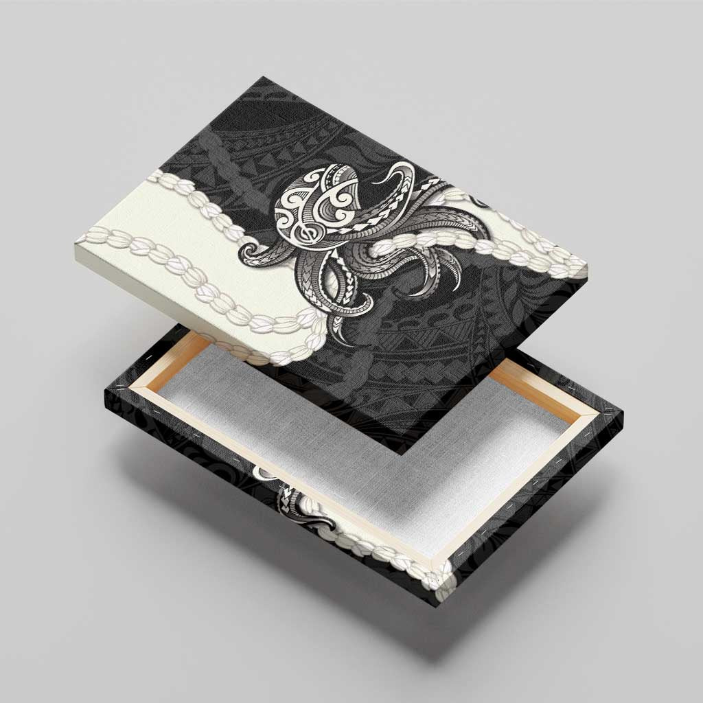 Black Polynesia Tribal Octopus Tattoo Canvas Wall Art Pikake Lei Polynesian Pattern