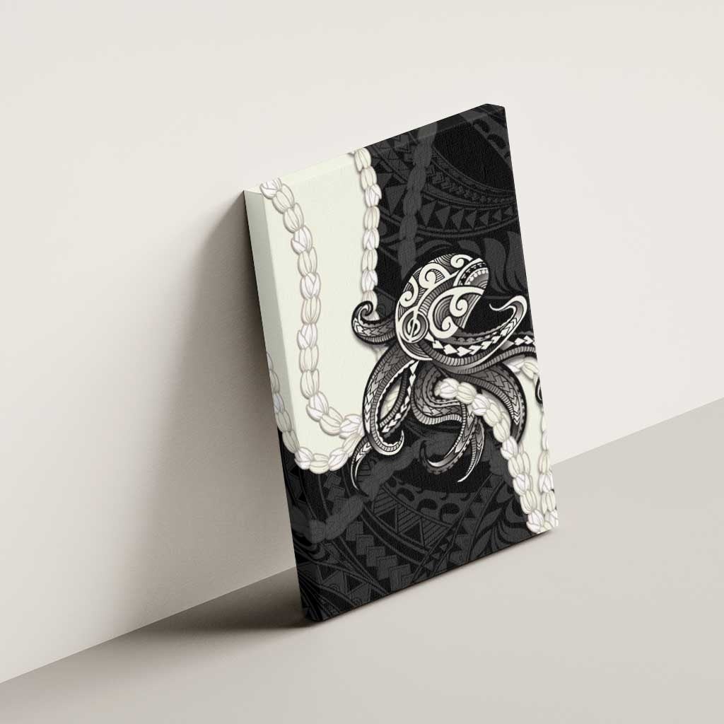 Black Polynesia Tribal Octopus Tattoo Canvas Wall Art Pikake Lei Polynesian Pattern